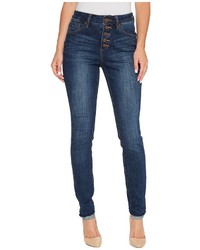 Jag Jeans Gwen Skinny High Rise Jeans In Crosshatch Denim In Thorne Blue Jeans