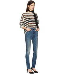 Saint Laurent Indigo High Waisted Skinny Jeans