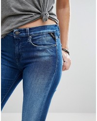 Replay Joi High Rise Skinny Jeans With Released Frayed Hem