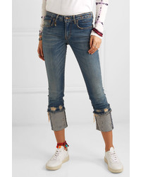 R13 Kate Cropped Distressed Low Rise Skinny Jeans
