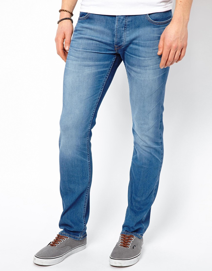 Lee Jeans Luke Skinny Blue Stream, $67 | Asos | Lookastic
