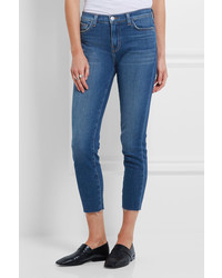 L'Agence Marcelle Cropped Low Rise Skinny Jeans Mid Denim