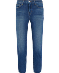 L'Agence Marcelle Cropped Low Rise Skinny Jeans Mid Denim