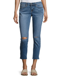 Nicole Miller Mid Rise Skinny Cropped Jeans Blue