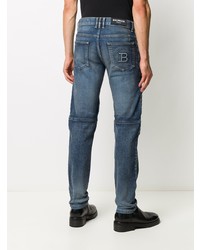 Balmain Monogram Detail Slim Fit Jeans