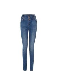 New Look Tall Blue High Waisted Faded Skinny Jeans