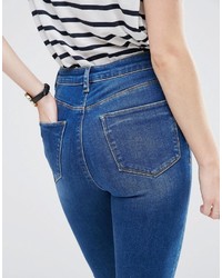 Asos Petite Petite Ridley High Waist Skinny Jeans In Baillie Rich Blue