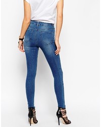 Asos Petite Ridley High Waist Ultra Skinny Jeans In Colorado Mid Wash