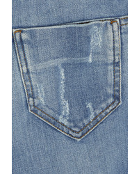 Balmain Pierre Moto Style Distressed Low Rise Skinny Jeans