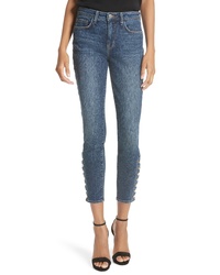 L'Agence Piper Button Hem Skinny Jeans