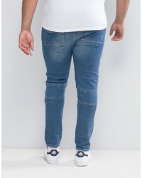 Asos Plus Skinny Jeans In Biker Style With Rips