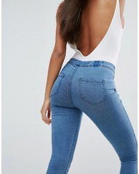 Asos Pull On Jegging In Maisy Mid Blue Wash