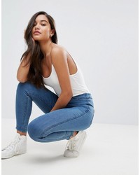 Asos Pull On Jegging In Maisy Mid Blue Wash