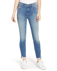 MOTHE R The Stunner High Waist Fray Step Hem Ankle Skinny Jeans