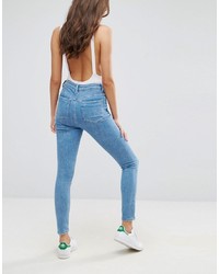 ASOS DESIGN Ridley High Waist Skinny Jeans In Harry Lightwash Blue