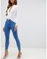 ASOS DESIGN Ridley High Waist Skinny Jeans In Pretty Blue