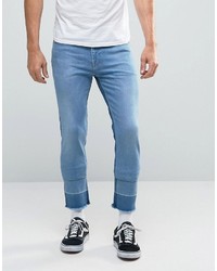 Asos Skinny Ankle Grazer Jeans In Mid Wash