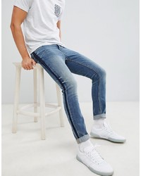 Burton Menswear Skinny Fit Jeans With In Blue Mid Wash