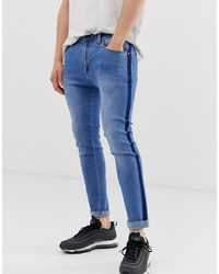 Liquor N Poker Skinny Jeans In Stonewash With Side Fade