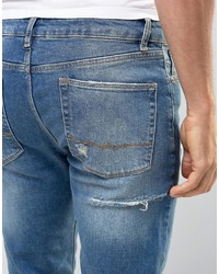 Asos Skinny Jeans With Turn Ups And Rips