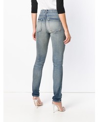 Saint Laurent Stonewashed High Rise Skinny Jeans