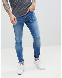 Threadbare Super Skinny Fit Jeans In Mid Blue