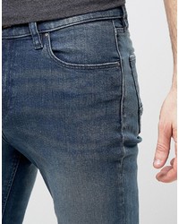 Asos Super Skinny Jeans In 125oz Dark Blue