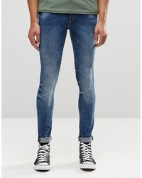 Pull&Bear Super Skinny Jeans In Mid Blue
