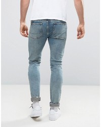 Asos Super Skinny Jeans With Knee Zip Rips In Dusty Bleach