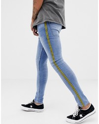 New Look Super Skinny Jeans With Mustard In Blue Wash