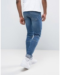 Asos Tall Skinny Jeans In Biker Style With Rips
