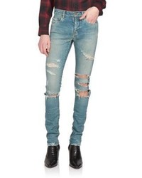 Saint Laurent Trashed Skinny Denim Jeans