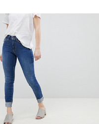 New Look Petite Turn Up Skinny Jean In Blue