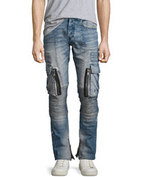 PRPS Windsor Skinny Moto Cargo Jeans With Paint Climate