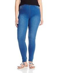 Yours Clothing Plus Size Mid Blue Denim Jeggings With Faded Leg Detail