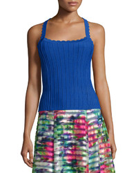 Nanette Lepore Sleeveless Ribbed Top With Scalloped Straps
