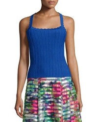 Nanette Lepore Sleeveless Ribbed Top With Scalloped Straps