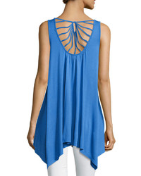 Neiman Marcus Strappy Back Sleeveless Top Blue
