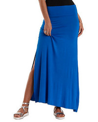 Blue Slit Maxi Skirt
