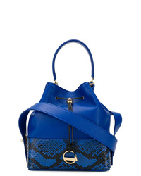 Blue Snake Leather Bucket Bag