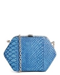 Nali Faux Python Hexagonal Clutch Bag Blue