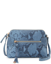 Blue Snake Leather Crossbody Bag