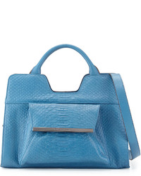 Blue Snake Leather Satchel Bag