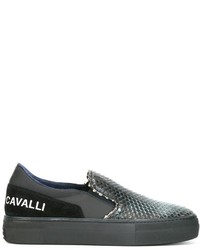 Roberto Cavalli Snakeskin Effect Slip On Sneakers
