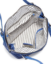 Charles Jourdan Wylie Snake Embossed Leather Dome Tote Bag Cobalt