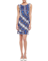 Diane von Furstenberg New Della Python Print Dress Pop Blue