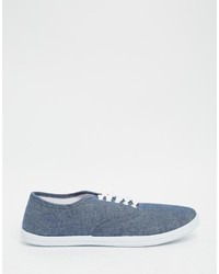 Asos Oxford Sneakers In Blue Chambray