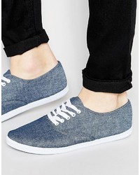 Asos Oxford Sneakers In Blue Chambray