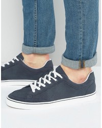 Pull&Bear Perforated Sneakers In Navy With White Sole