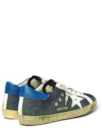 Golden Goose Deluxe Brand Superstar Distressed Leather And Denim Sneakers